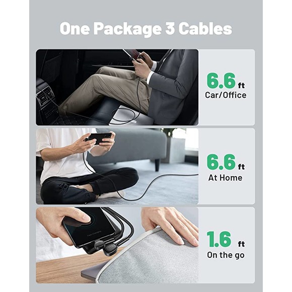 Nylon Braided 3.0 Type C Fast Charging Cables - 3 Pack - Picture 4 of 7